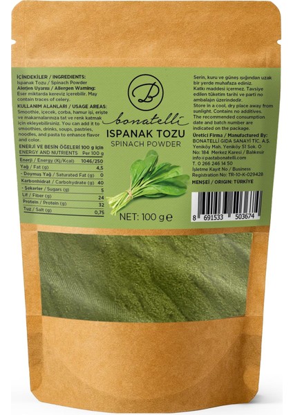 Ispanak Tozu 100 G