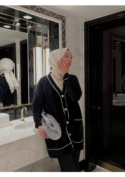 Müge Angora Düğmeli Cepli V Yaka Hırka Ceket fiyatları