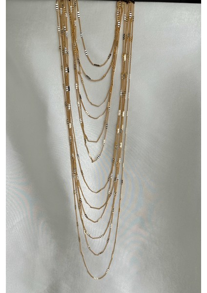 Altın Rengi Çok Katlı Gösterişli Işıltılı Zincir Kolye (40CM-95CM) fırsatları