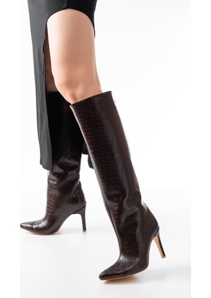 SYT-2004 Kahverengi Kroko Günlük Bayan Çizme