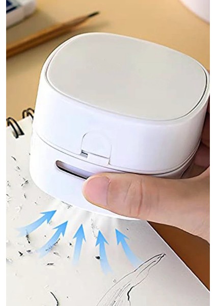 Mini Masa Üstü Pilli Kırıntı Temizleme Robotu Beyaz fiyatları