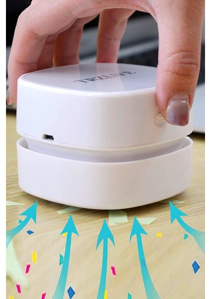 Mini Masa Üstü Pilli Kırıntı Temizleme Robotu Beyaz modelleri