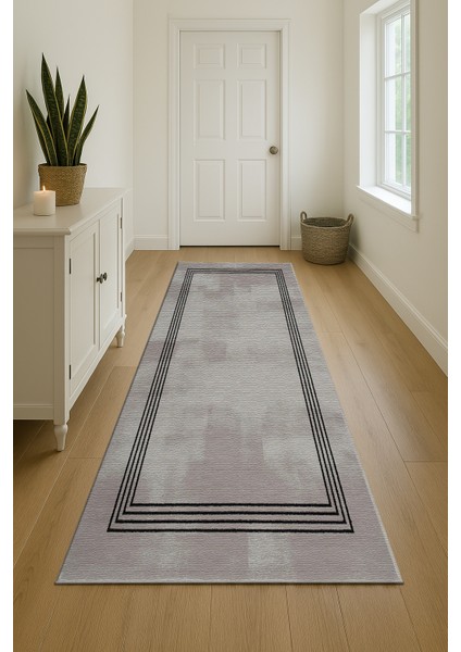 Gri Zemin Siyah Desenli Halı – Salon ve Yatak Odası Için