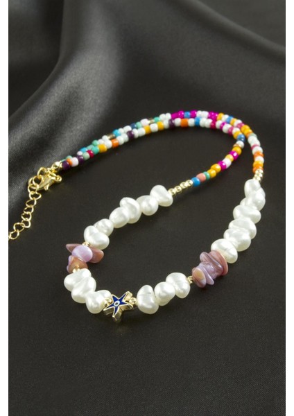 Zengezur Deniz Yıldızı Inci Kolye-Lila fiyatları