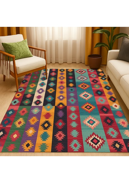 Modern Çok Renkli Çok Desenli Baskı Halı