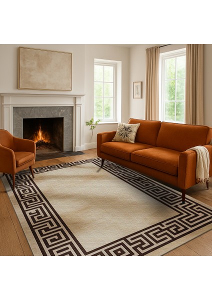 Bej ve Siyah Kombinli Şönil Pamuk Halı – Düşük Devir Yıkanabilir fiyatları