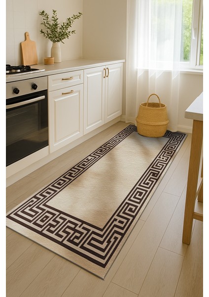 Bej ve Siyah Kombinli Şönil Pamuk Halı – Düşük Devir Yıkanabilir indirimleri