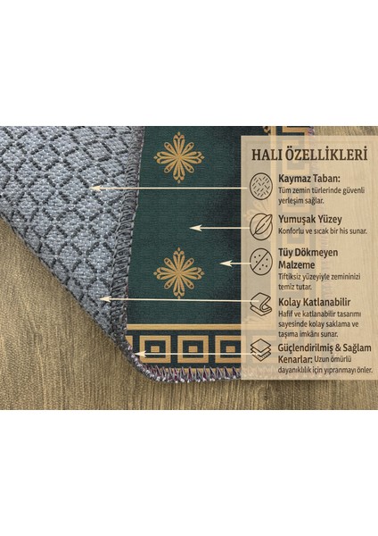 Yeşil Gold Çok Desenli Kaymaz Tabanlı Baskılı Halı – Modern Dekoratif Tasarım fırsatları