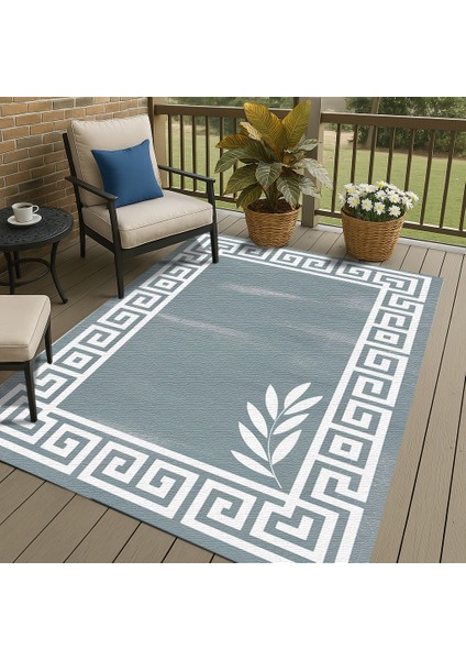 Gri Beyaz Çizgi ve Yaprak Desenli Dijital Baskılı Halı – Modern Dekoratif Tasarım indirimleri