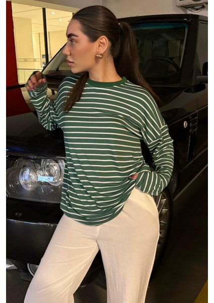 Yeşil Çizgili Sweatshirt MG2572
