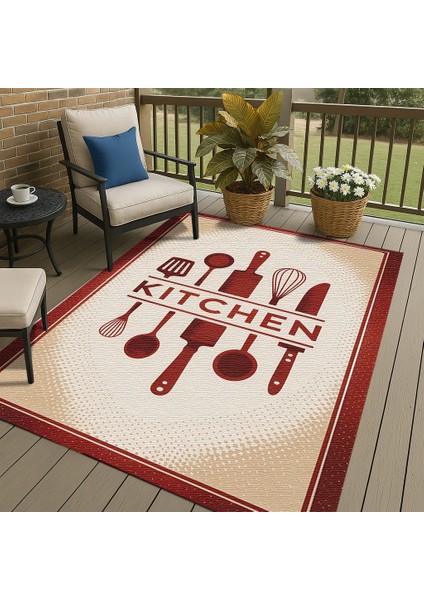 Bordo Kitchen Yazılı Mutfak Halısı – Dijital Baskılı, Kolay Temizlenir fırsatları