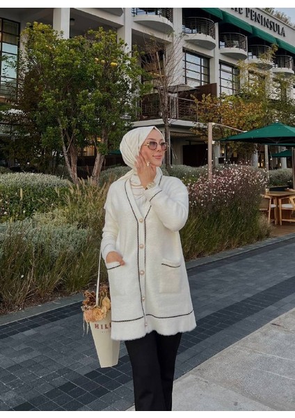 Müge Angora Düğmeli Cepli V Yaka Hırka Ceket fiyatları