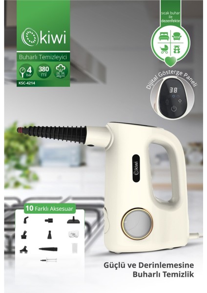 Dokunmatik Panelli Ekstra Uzatma Borulu Buharlı Temizleyici, Güçlü ve Pratik Kullanım