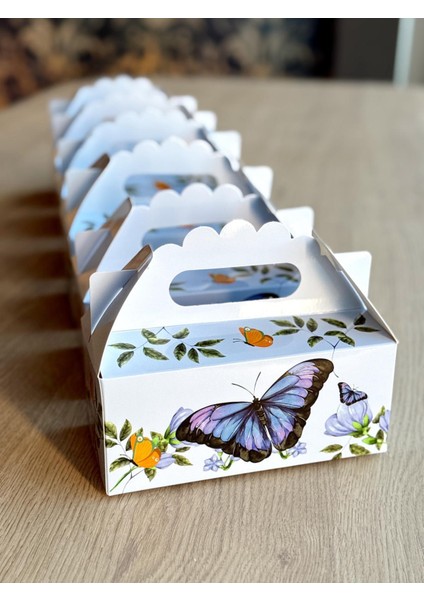 Kelebek Kutusu 25 'li El Tutmalı Çanta Doğum Günü Hediye Kutusu Pasta Kutusu fırsatları