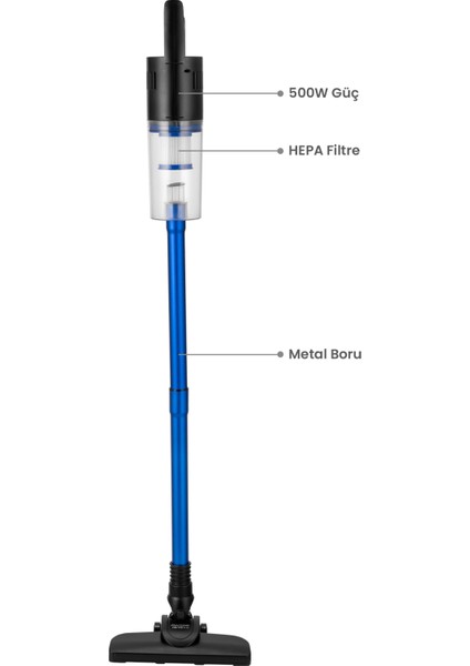 Dik Pratik Süpürge 500W 1l Toz Hazneli Çelik Boru Mavi fiyatları