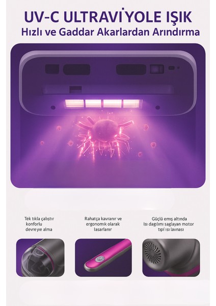 Kablosuz Yatak Temizleme Cihazı, Uv Sterilizasyon, Güçlü Emiş, Sessiz ve Taşınabilir modelleri
