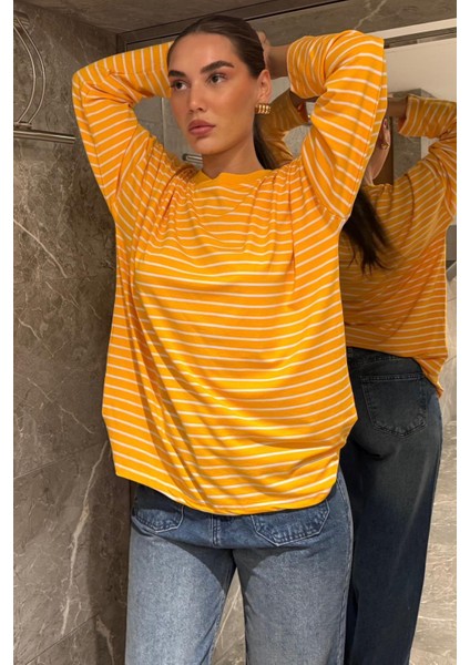 Turuncu Çizgili Sweatshirt MG2572