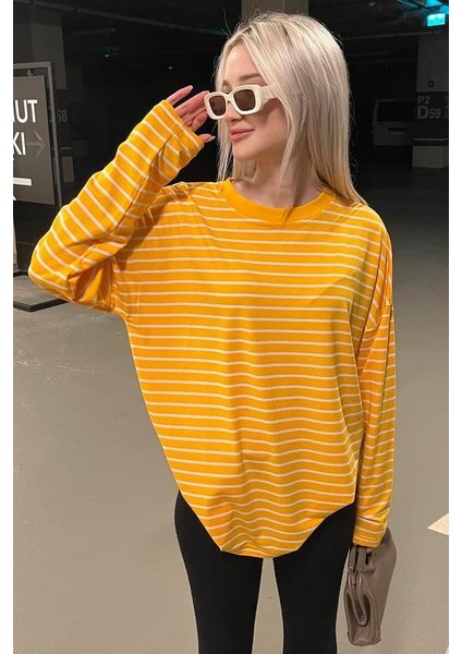 Turuncu Çizgili Sweatshirt MG2572 modelleri