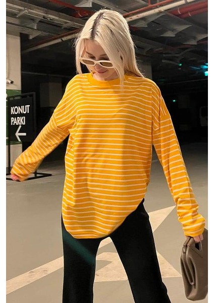 Turuncu Çizgili Sweatshirt MG2572 fırsatları