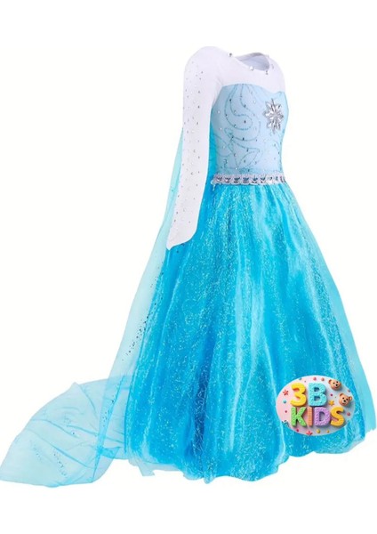 Elsaaa Karlarr Ülkesi Elbisesi Kostümü + Elsa Taç Asa + Elsa Bubble Saç + Eldiven Doğum Günü Parti modelleri