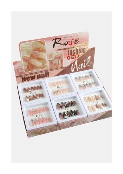 Zengezur Rose Taşlı Takma Tırnak-Renkli fiyatları