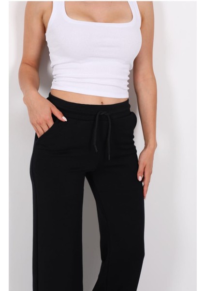 Beli Lastikli Bol Paça Modal Siyah Kadın Pantalon fiyatları