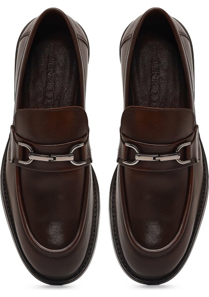 Erkek Kahverengi Deri Casual Loafer 25WFD750018