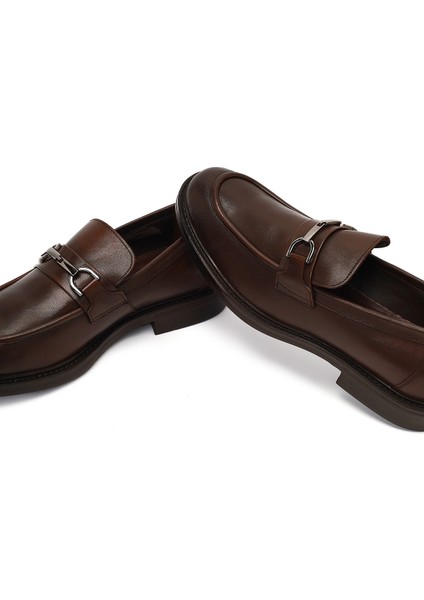 Erkek Kahverengi Deri Casual Loafer 25WFD750018