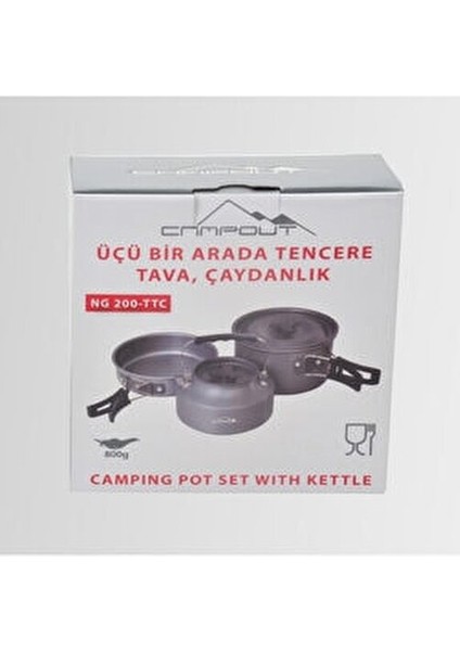 Tencere Tava Çaydanlık Seti Siyah Yüksek Kaliteli Eroksal Alüminyum 2-3 Kişilik