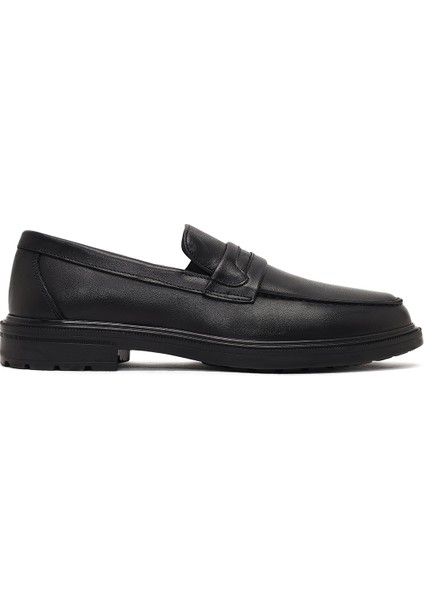 Erkek Siyah Deri Casual Loafer 25WFD710318