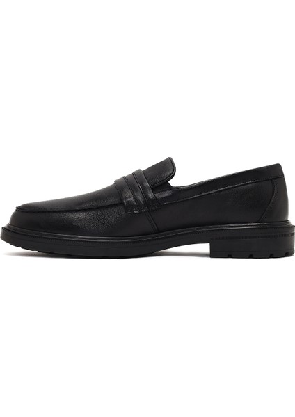 Erkek Siyah Deri Casual Loafer 25WFD710318 fiyatları