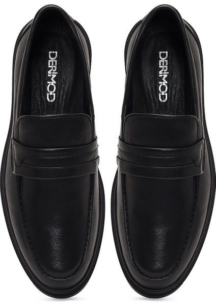 Erkek Siyah Deri Casual Loafer 25WFD710318
