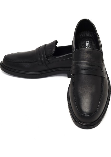 Erkek Siyah Deri Casual Loafer 25WFD710318