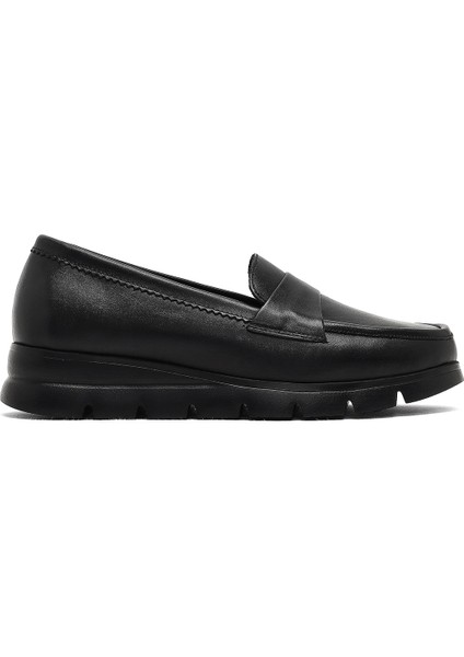 Kadın Siyah Dolgu Topuklu Deri Comfort Loafer 25AFD154118