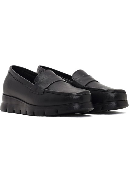 Kadın Siyah Dolgu Topuklu Deri Comfort Loafer 25AFD154118 modelleri