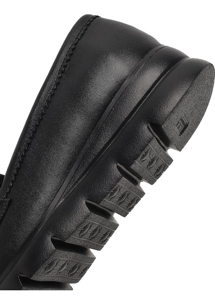 Kadın Siyah Dolgu Topuklu Deri Comfort Loafer 25AFD154118