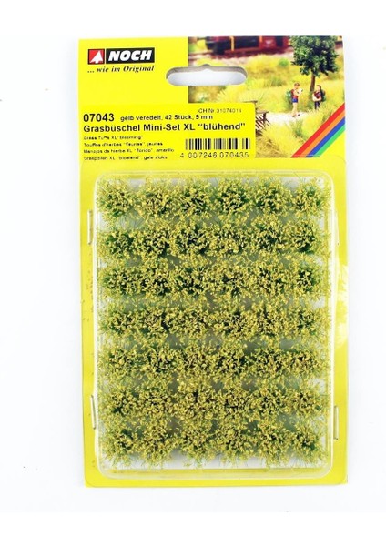 7043 Çim Öbekleri, Sarı Flok Çiçekler, Mini Set Xl, 42 Adet, 9 mm Diorama Malzemesi