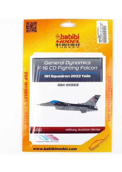 DBT-01353 1/32 Ölçek, F-16 CD Fighting Falcon 161. Filo Yeni Kuyruk, Dekal Çıkartma