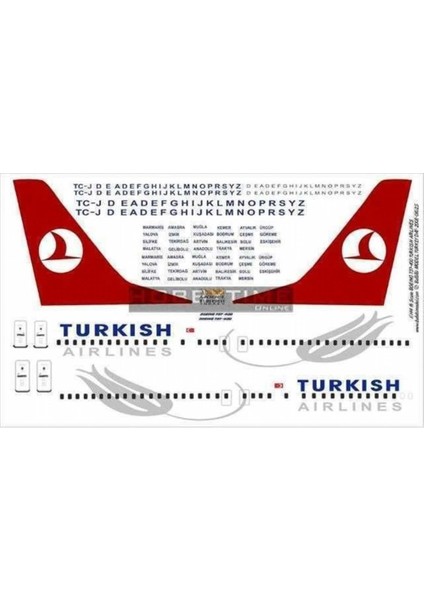 DAT01025 1/144 Ölçek, Thy, Boeing 737-400, Dekal Çıkartma