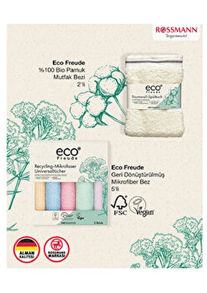 Mikrofiber Temizlik Bezi 5'li Set Geri Dönüştürülmüş Vegan Malzeme 32x32 cm modelleri