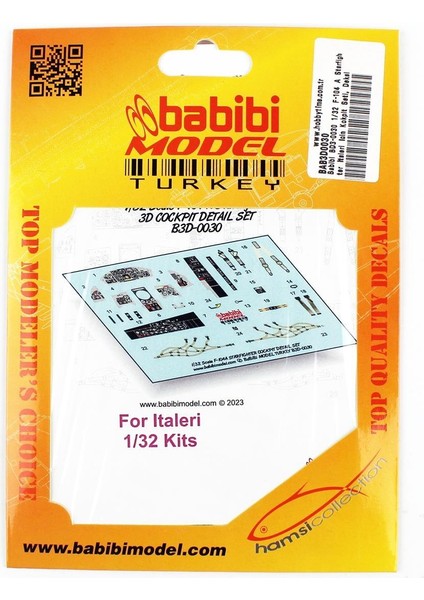 BD3-0030 1/32 Ölçek, F-104 A Starfighter Italeri Için Kokpit Seti, Dekal Çıkartma