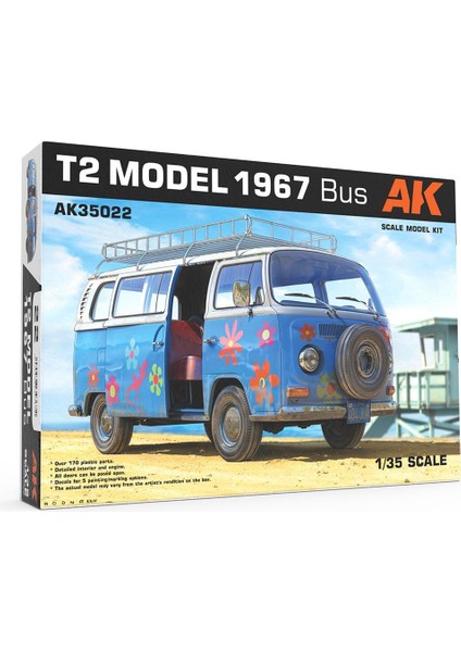 Ak 35022 1/35 Ölçek, 1967 T2 Vw Minibüs, Plastik Model Kiti