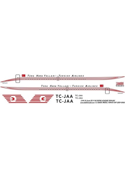 DAT01066 1/144 Ölçek, Thy, Dc-9, Retro Topkapı, Dekal Çıkartma