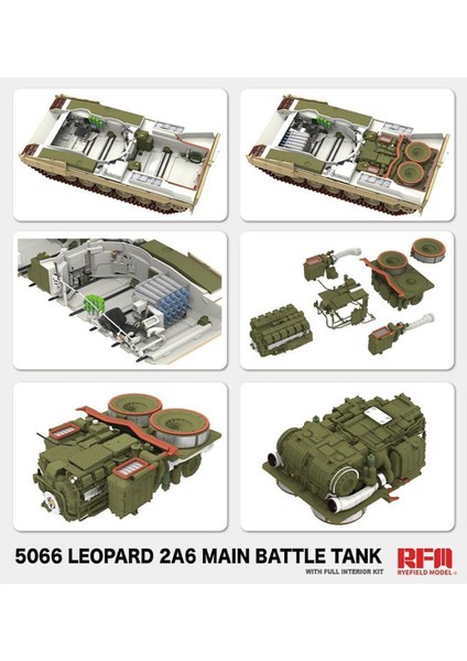 5066 1/35 Ölçek, Leopard 2A6 Ana Muharebe Tankı, Iç Detaylı, Plastik Model Kiti modelleri