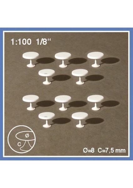 5460802 1/100 Ölçek, 10 Tabels-White-Ø 8 mm