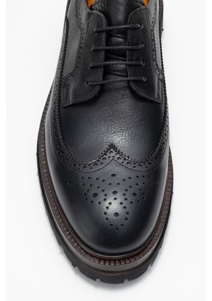 Erkek Bağcıklı Yüksek Taban Oxford Ayakkabı Gerçek Deri Fr 541452 Siyah fiyatları