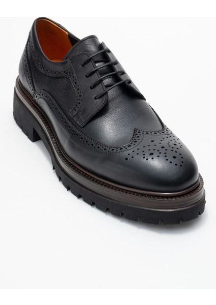 Erkek Bağcıklı Yüksek Taban Oxford Ayakkabı Gerçek Deri Fr 541452 Siyah modelleri