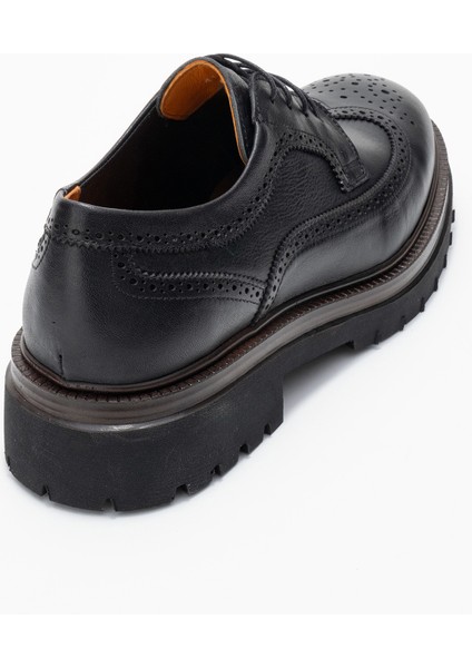 Erkek Bağcıklı Yüksek Taban Oxford Ayakkabı Gerçek Deri Fr 541452 Siyah fırsatları