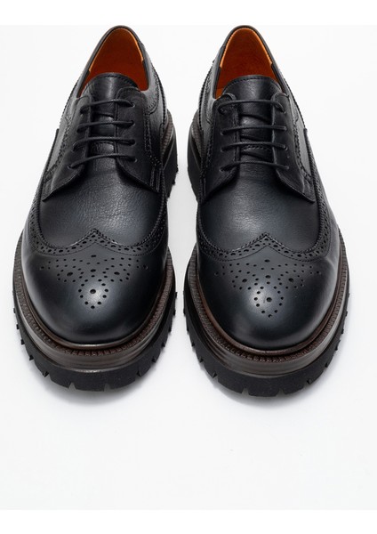 Erkek Bağcıklı Yüksek Taban Oxford Ayakkabı Gerçek Deri Fr 541452 Siyah indirimleri
