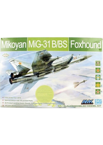 Amk 48002 1/48 Ölçek, Mig-31 B/bs (Special Edition-Sio Models), Savaş Uçağı, Plastik Model Kiti